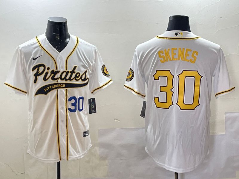 Men Pittsburgh Pirates #30 Skenes White Joint Name Nike 2025 MLB Jersey style 3->pittsburgh pirates->MLB Jersey